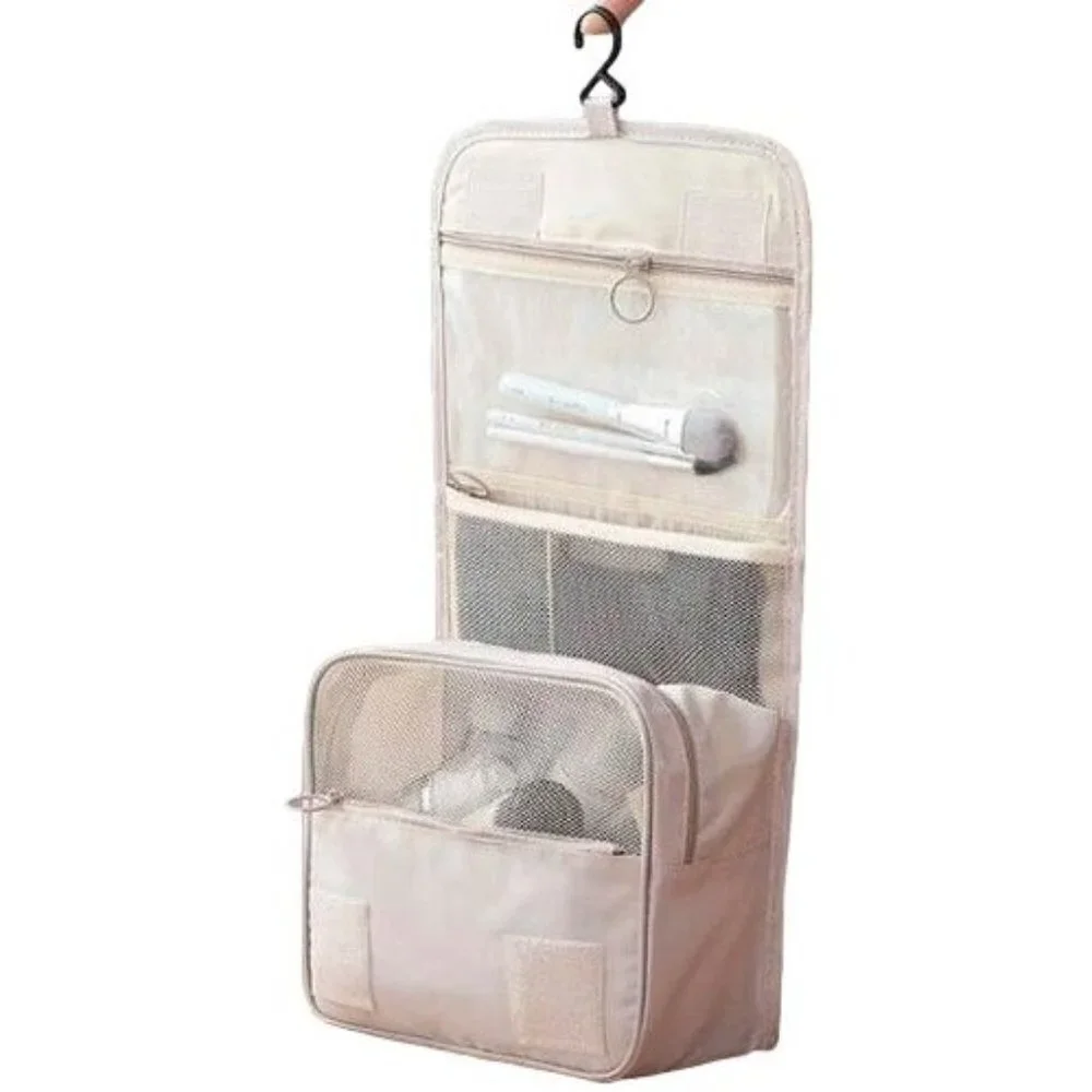 Hanging Travel Bag Cosmetic Toiletry Beige